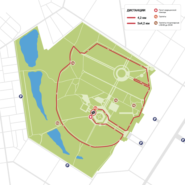 Схема трассы Эстафеты 5х4,2 км и забега спутника 4,2 км